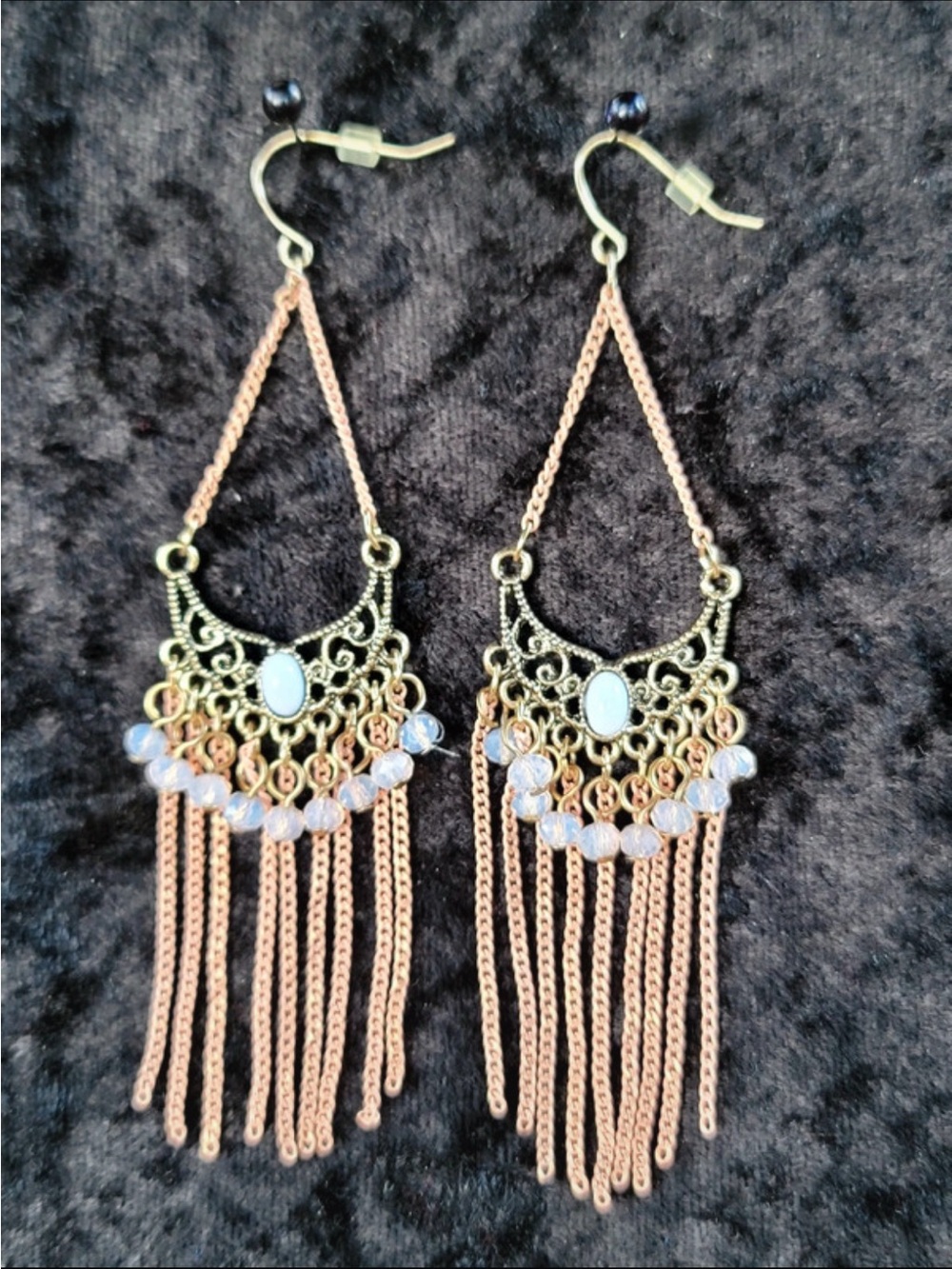 Boho chandelier fringe earrings